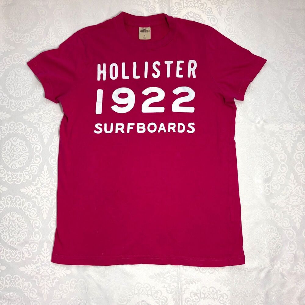 Vintage Y2K Hollister Tee Logo Graphic T-Shirt Pink 1922 Surf Worn Soft Small